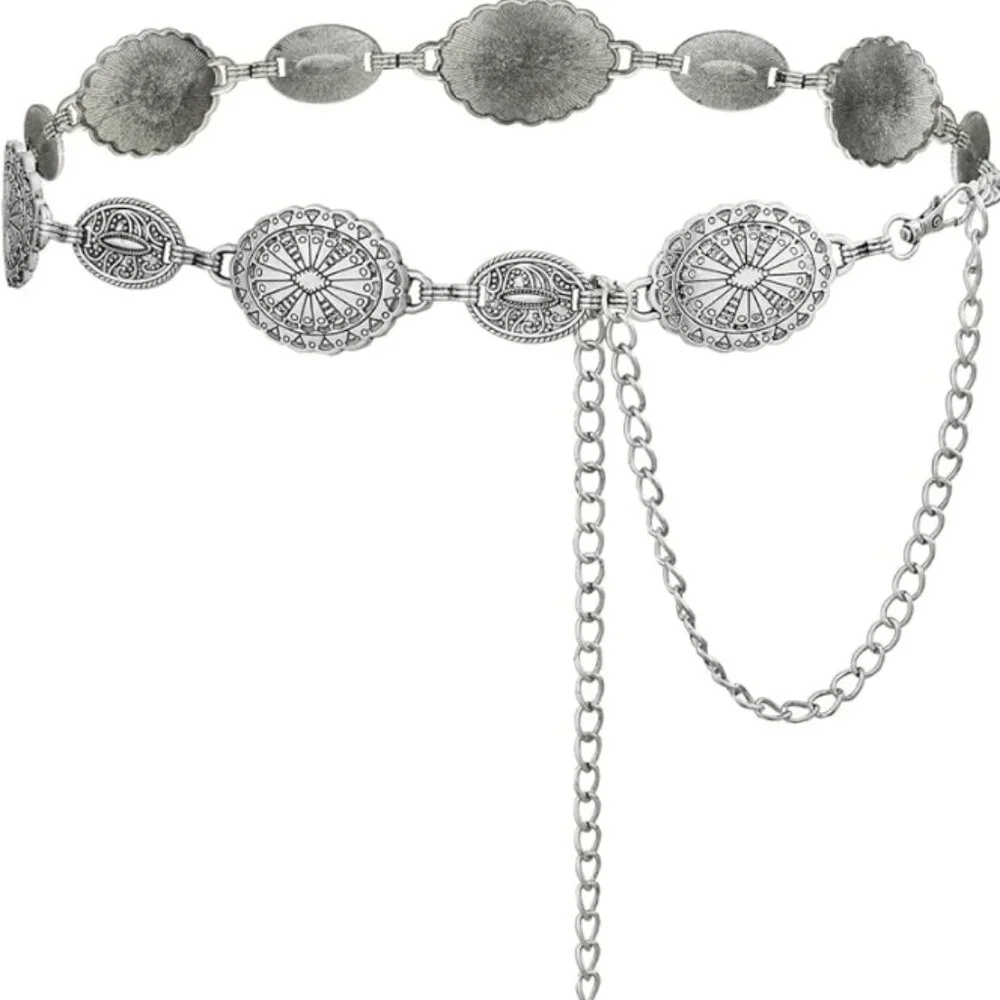 Metal Concho Belt for Women – Western Chain Belt for Dresses & Jeans